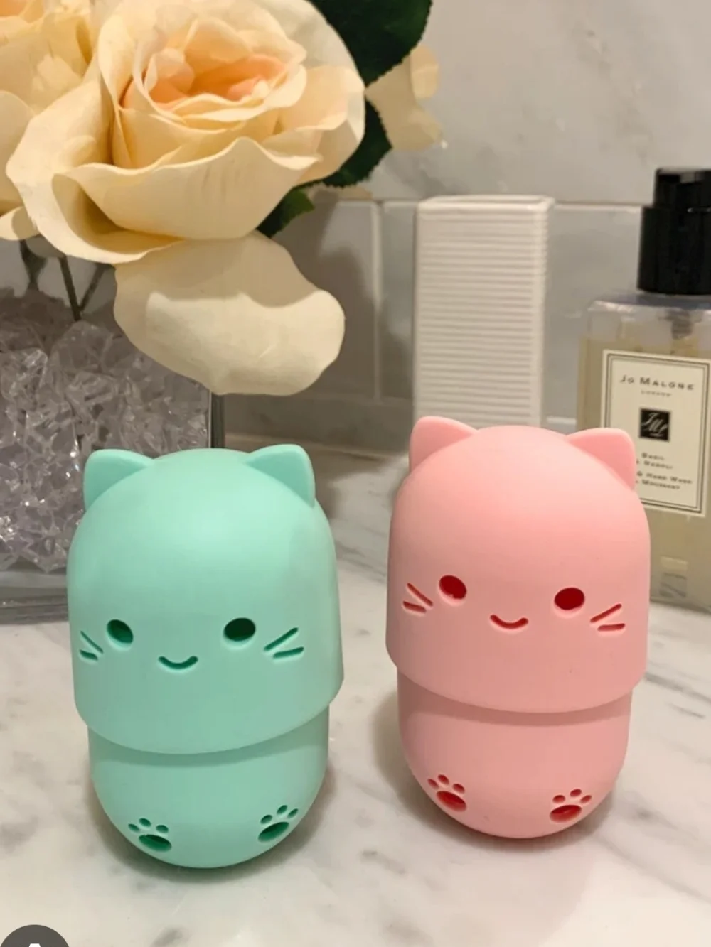 Cute Pink Cat Silicone Makeup Sponge Travel Case BNIB